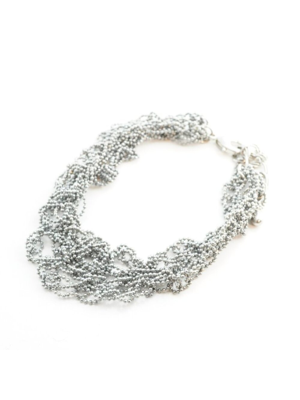 Silver Tone Multi Strand Chain Bracelet Layered Adjustable Lobster Clasp
